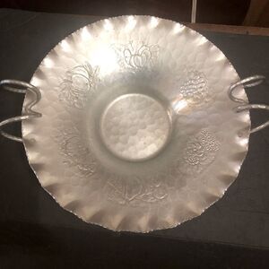 Mid Century Cromwell Hand Wrought Aluminum Serving Dish Scalloped Edges